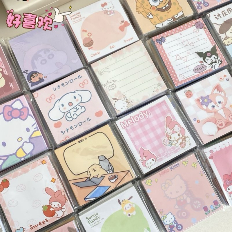 โพสต์อิท ลายการ์ตูนน่ารัก คละสีคละลาย มีกาวในตัว กระดาษโน้ตจดคำศัพท์ได้