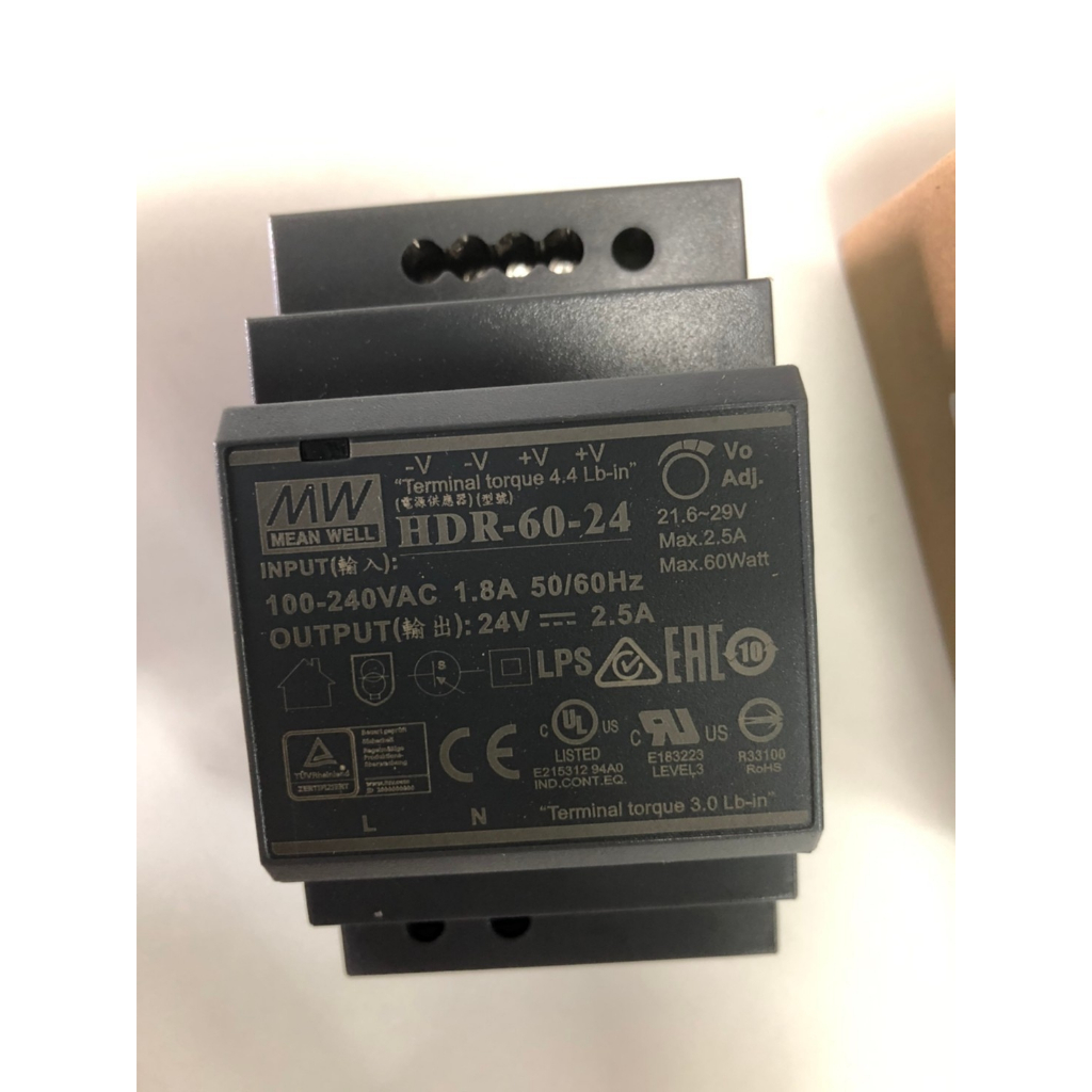 HDR-30-24, HDR-60-24, HDR-100-24 สวิทชิ่งเพาเวอร์ซัพพลาย Power supply  MEANWELL HDR-15-24