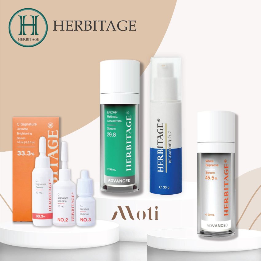 HERBITAGE BE-BARRIER 24.7 Restoring Serum & ENCAP RetinAL Concentrate 29.8 & White Supreme 45.5 Whitening Serum