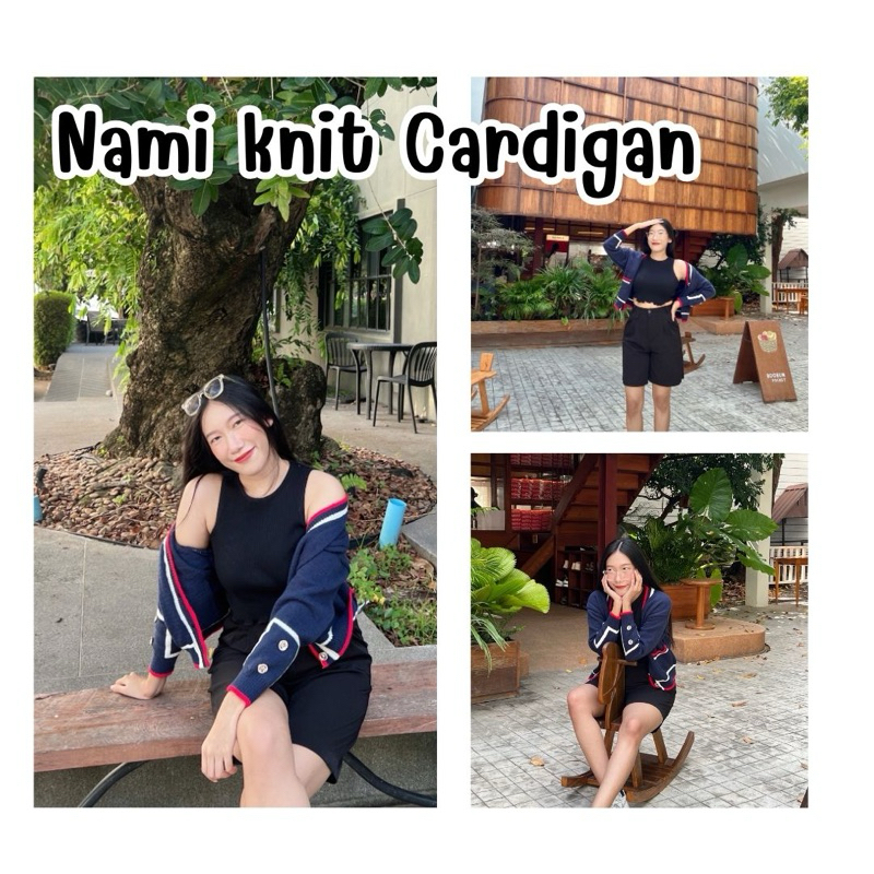 Gimmick Jeans : Nami knit cardigan คาดิแกนไหมพรมแต่งขอบ