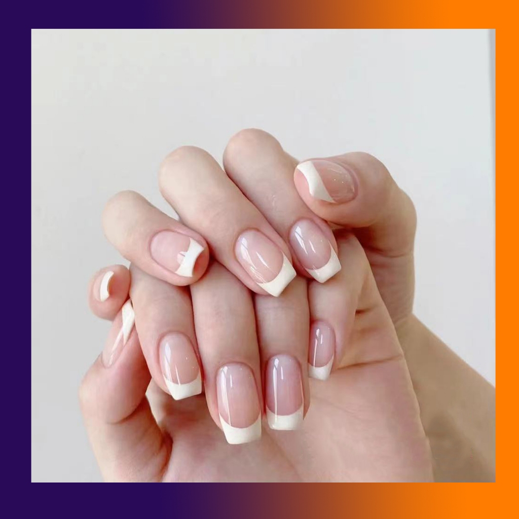【TT147】เล็บปลอมสําเร็จรูป แบบถอดออกได้ สีขาว สไตล์ฝรั่งเศส จํานวน 24 ชิ้น ต่อชุด（ไม่มี กาว）