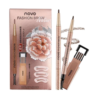 ขายดี NOVO FASHION BROW Eyebrow โนโว ดินสอเขียนคิ้ว แบบหมุน แถมไส้ดินสอ+บล๊อกคิ้ว3ชิ้น พร้อมไส้ดินสอเปลี่ยน3แท่ง No.5146