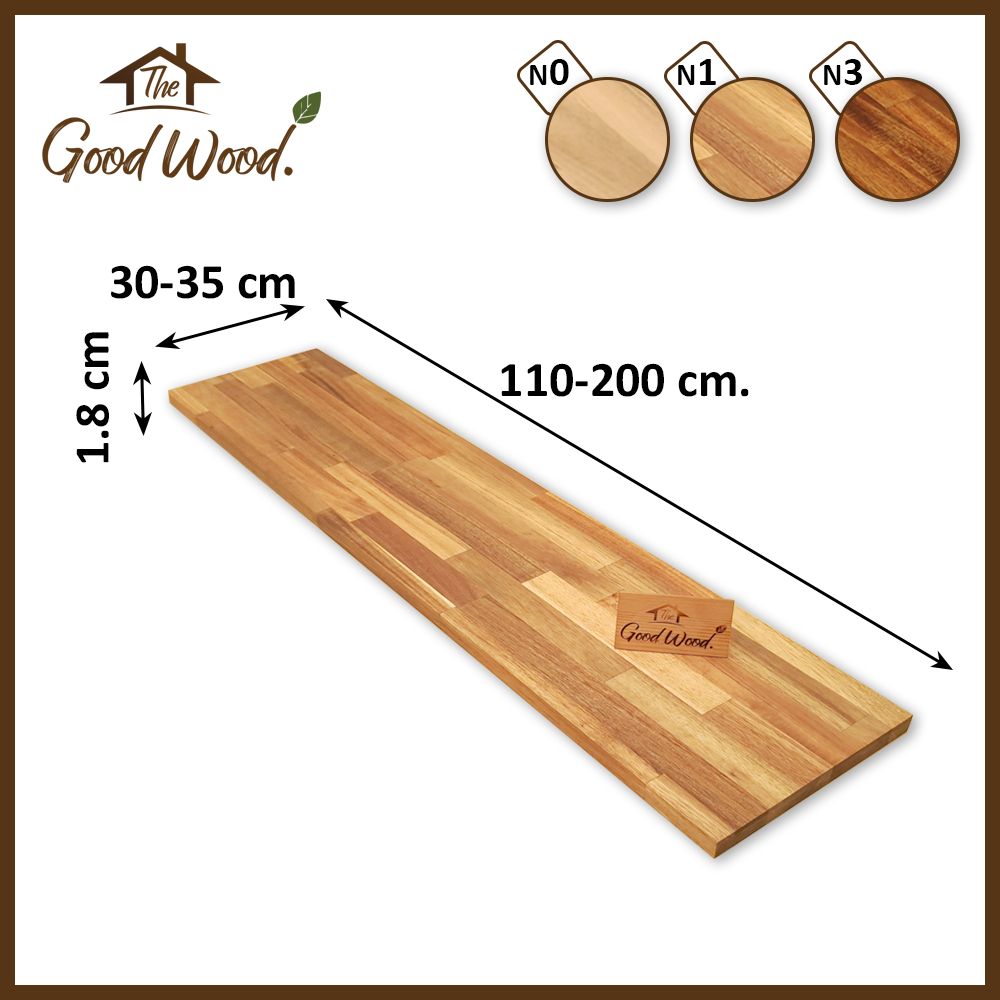 (จัดส่ง 1-2วัน) ชั้นวางของ ไม้Acacia หนา 18mm. กว้าง 30-35cm.ยาว 110-200cm. งานDIY ชั้นวางของ