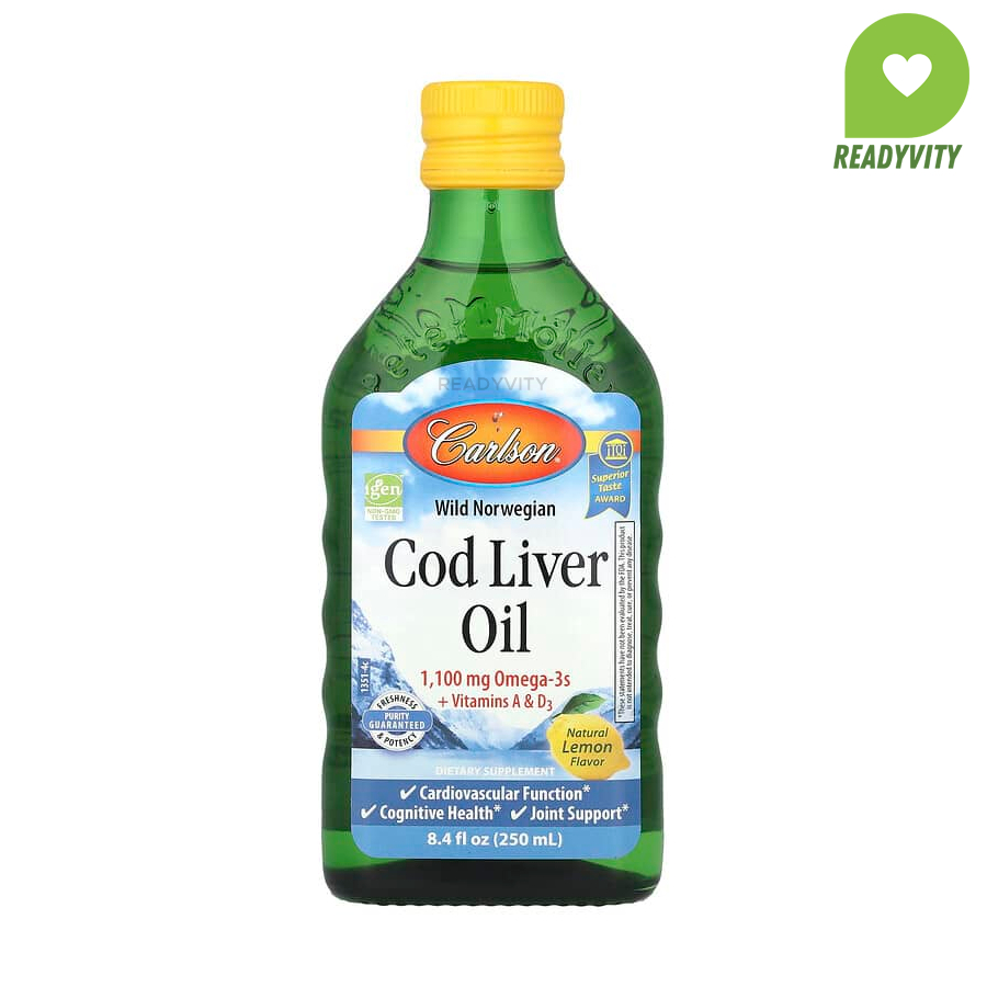Carlson Labs, Wild Norwegian, Cod Liver Oil, Natural Lemon, 8.4 fl oz (250 ml)