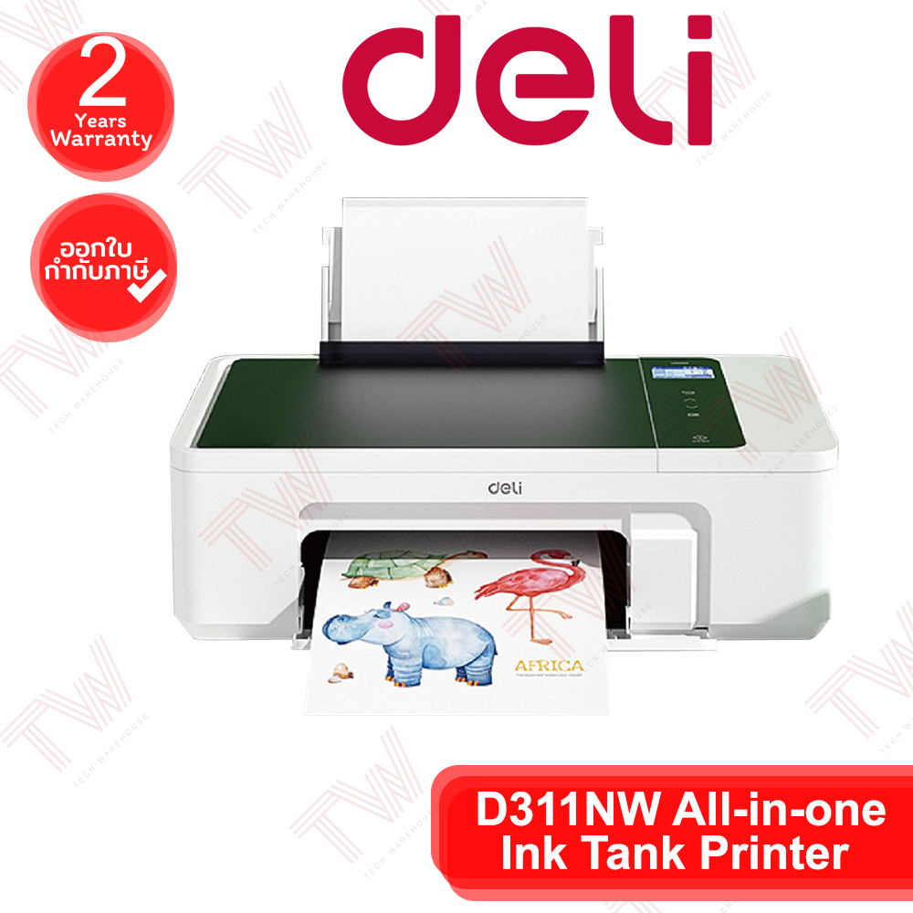 Deli D311NW All-in-one Ink Tank Printer เครื่องปริ้น เครื่องพิมพ์ สแกนเนอร์ ของแท้ ประกันศูนย์ 2ปี