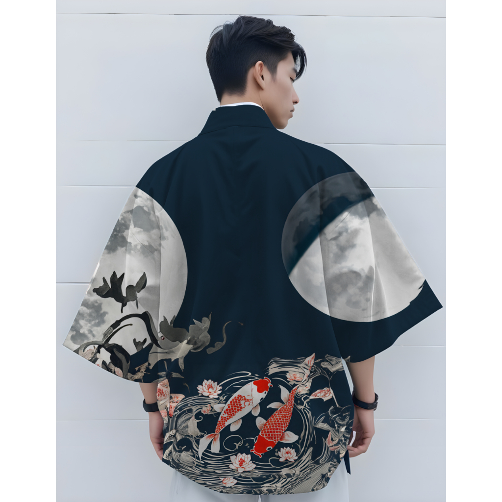 🔥New 🔥  เสื้อคลุมลายปลาคราฟ V.2  เสื้อคลุมญี่ปุ่ทรงยูกาตะ ฮาโอริ สไตล์ญี่ปุ่น เนื้อผ้าใส่สบาย ใส่ได้ทั้งผู้หญิงและผู้ชาย