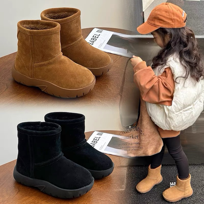 บูทกันหนาวบุขนเด็ก รองเท้าเที่ยวต่างประเทศเด็ก รุ่นใหม่2024 ใส่เดินสบาย พื้นนุ่ม