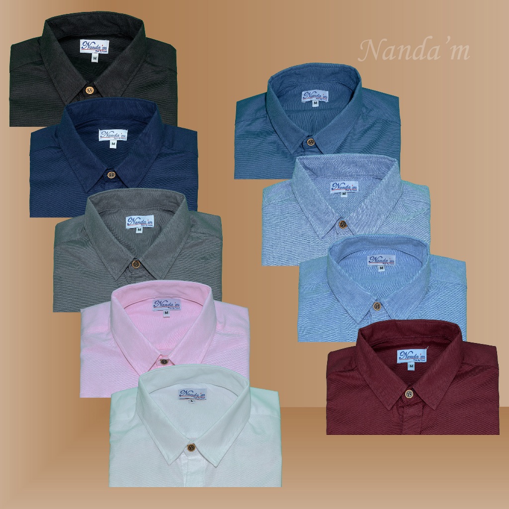 เสื้อเชิ้ตแขนยาวคอปก Long Sleeve Shirt สีพื้น หอตะเข็บข้าง
