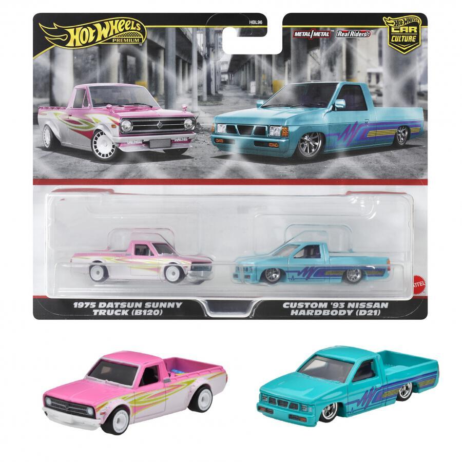 Hotwheels Premium | Packs 2 1975 Datsun Sunny Truck (B120) & Custom '93 Nissan Hardbody (D21) สเกล 1:64