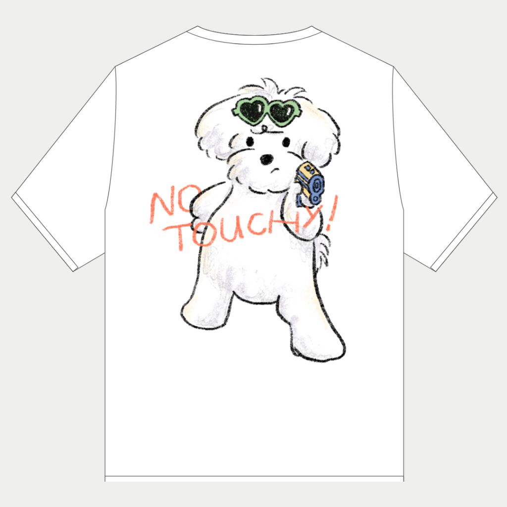 เสื้อยืด oversized ผ้านุ่มพิเศษ ลายหมา No Touchy l KURABKK l เสื้อยืดแขนสั้น คอกลม