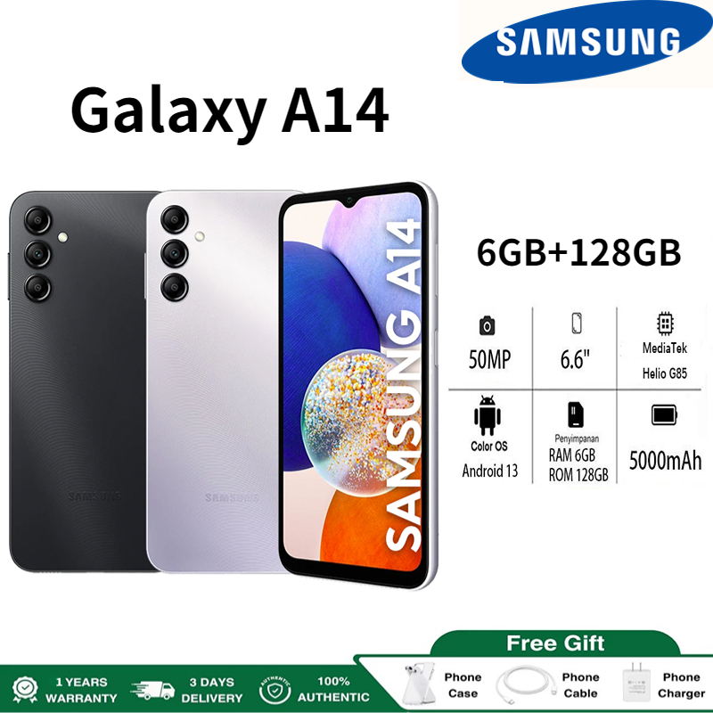 Samsung Galaxy A14 แบรนด์ใหม่สมาร์ทโฟน (6GB+128GB) หน้าจอ 6.6 นิ้ว แบตเตอรี่ขนาดใหญ่ 5000 mAh รับประกันร้าน 12 เดือน