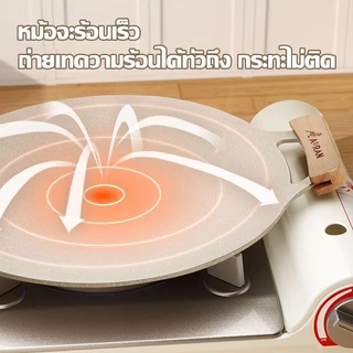 【กลางแจ้ง/ตั้งแคมป์/ใช้ในบ้าน】กระทะปิ้งย่าง BBQกระทะย่าง 30、34、38cm เคลือบกันติด ทนความร้อน ปิ้งย่างเกาหลี