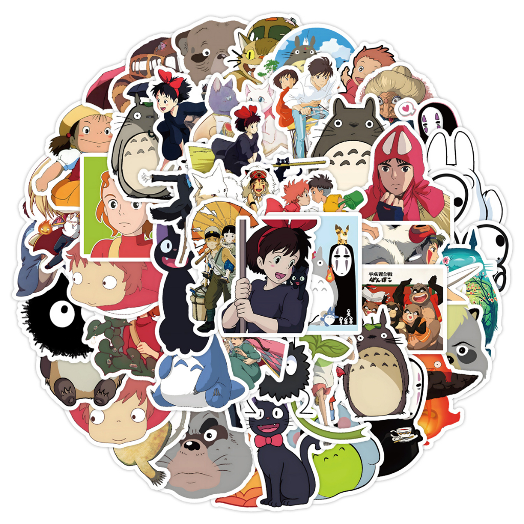 50แผ่น NOFACE ผีไร้หน้า พีวีซี กันน้ำ สติ๊กเกอร์ Sticker TOTORO JAPAN ANIME