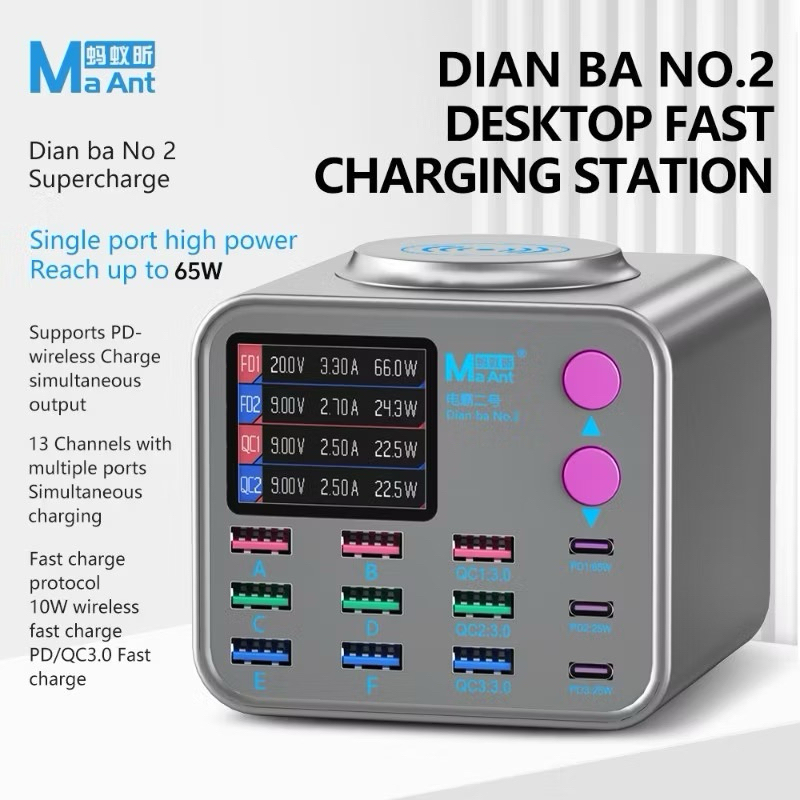 Maant Powermaster 2 Supercharge เครื่องชาร์จหลายพอร์ต13ช่าง65W เครื่องมือชาร์จเร็วไร้สาย