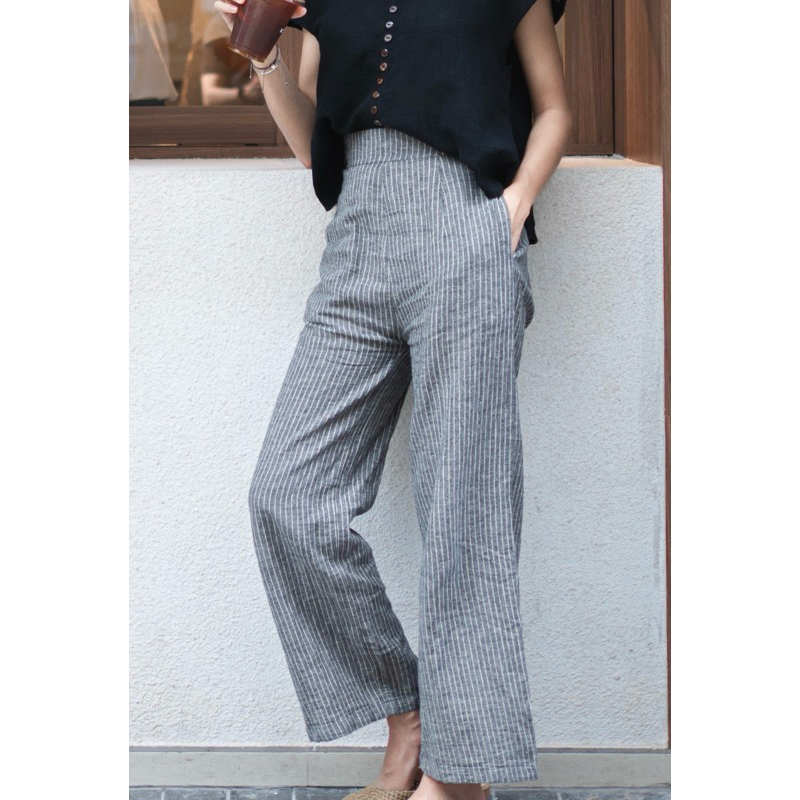 [sundaylife] Midnightsunday straight pant กางเกงขากระบอก กางเกงเอวสูง ผ้าธรรมชาติใส่สบาย