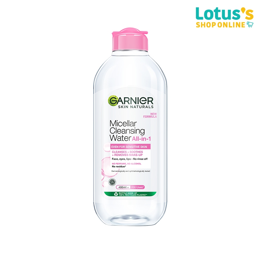 การ์นิเย่ ไมเซล่า คลีนซิ่ง วอเตอร์ชมพู 400 มล. GARNIER MICELLAR CLEANSING WATER PINK 400 ML.