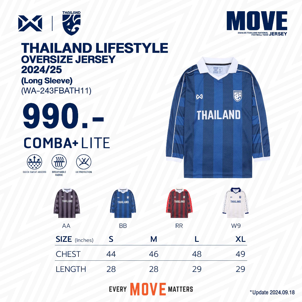 WARRIX เสื้อคอวีแขนยาว THAILAND LIFESTYLE OVERSIZE 2024/25 WA-243FBATH11 thumbnail 3
