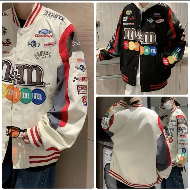 เสื้อแจ็คเก็ตเอ็มแอนเอ็ม เสื้อเบสบอลเอ็มเอ็มฟรีไซส์ฟรีไซด์รอบอก 44 ถึง 48 ยาว 26