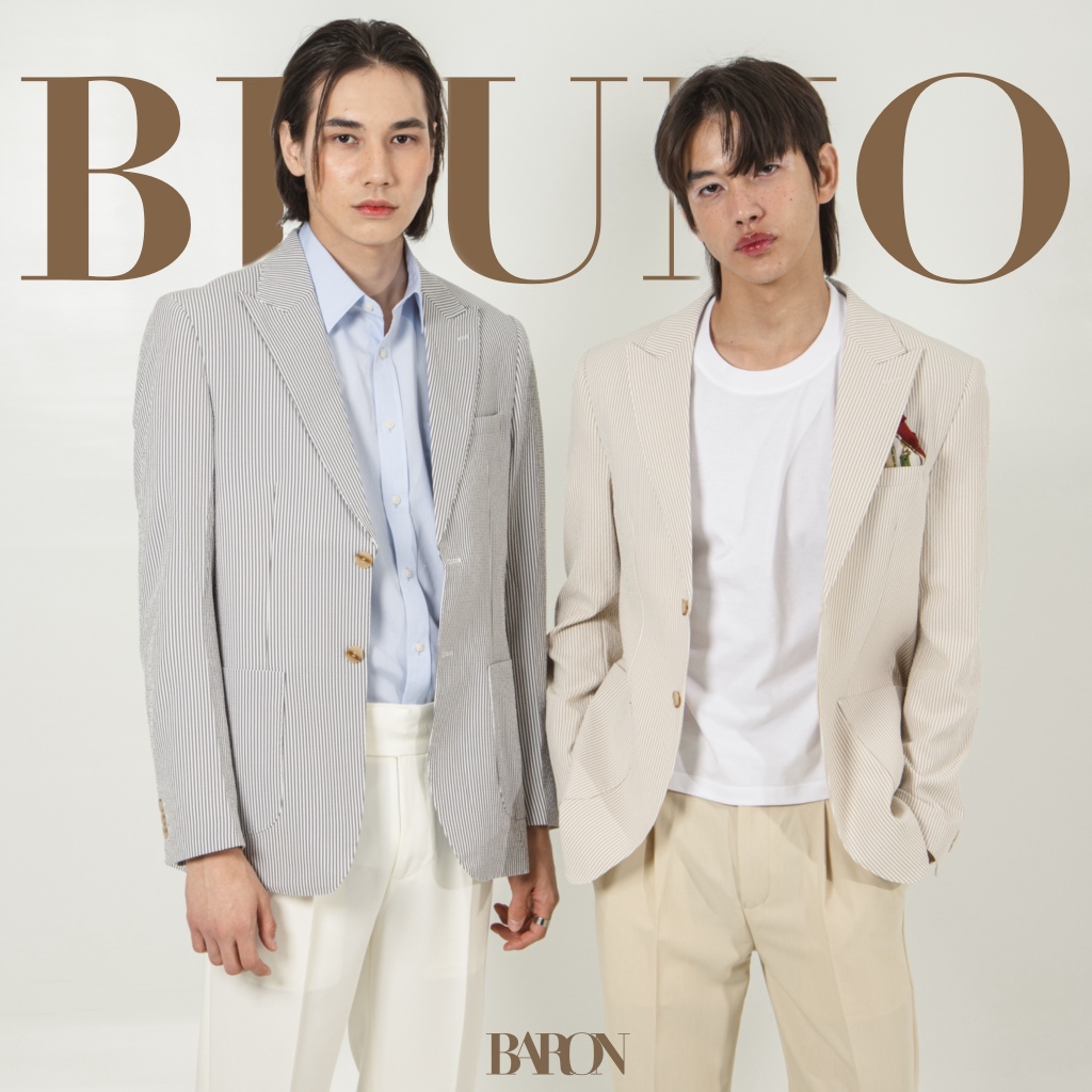 BARON Bruno Suit เสื้อสูท ผู้ชาย สไตล์เกาหลี สูทลายริ้ว ชุดออกงาน เสื้อสูทแฟชั่น