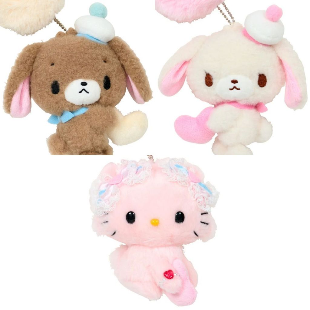 Sanrio Heisei Fluffy Heart (Sugarbunnies Kurousa / Shirousa / Charmmy Kitty Honeycute) Mascot Keycha