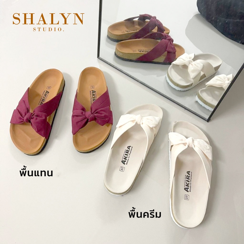 (มีไซส์ใหญ่) รองเท้าแตะ รุ่น JINNY ผูกโบว์ มี 2 พื้น ลุยน้ำได้ เบา สบาย #shalyn