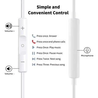 sanamx หูฟัง 3.5mm ไมโครโฟนในตัว เสียงที่ชัดเจน เหมาะสำหรับ 5 6 7 8 x xr 11 12 13 14 pro max se ต้องใช้บลูทูธ