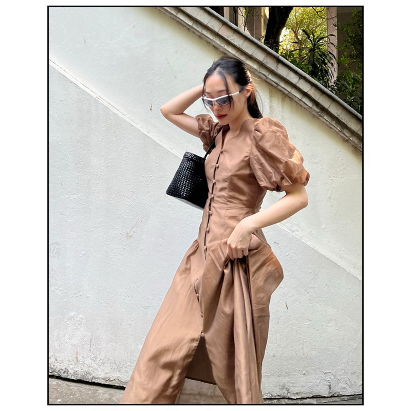 Ivory v.2 - ชุดผู้หญิง มีแขนสีน้ำตาล เดรส dress