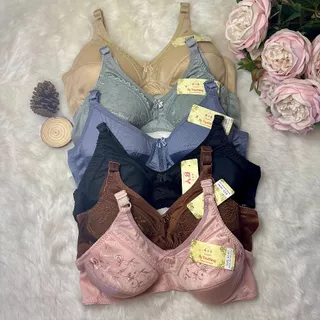 (12ตัว)เสื้อชั้นในแม่บ้านคละสี คัพB 2ตะขอ ไร้โครง ไร้ฟองน้ำ คละลายผ้าลูกไม้ สไตล์สุ่ม[34-42]