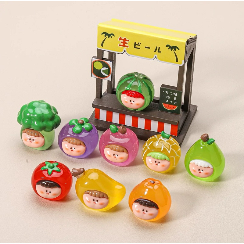 ของเล่นเรืองแสง ถุงสุ่มเรซิ่นเรืองแสง ซองสุ่ม ของเล่นจิ๋ว ผักและผลไม้โมเดลจิ๋ว ราคาต่อชิ้น