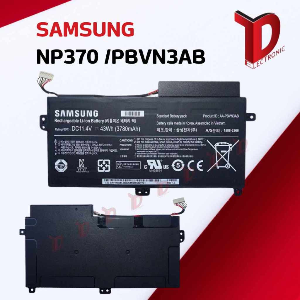 BATTTERY SAMSUNG AA-PBVN3AB ORG ใช้ได้กับรุ่น  NP370 NP450 NP470 NP510
