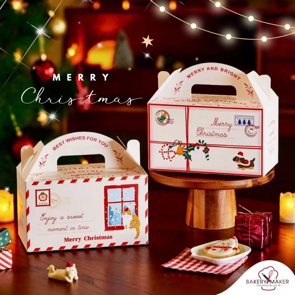 กล่องคุกกี้คริสต์มาสแบบหูหิ้ว (letter mail box) 5 ใบ ไม่รวมเชือก