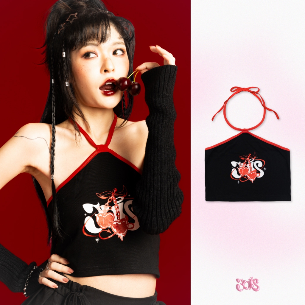Juis - เสื้อครอป สายคล้องคอ รุ่น CHERRYPOP