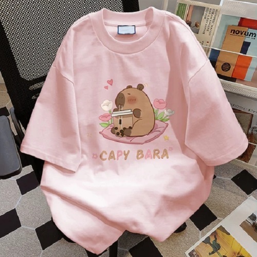 Top.street เสื้อยืด CAPY BARA น่ารัก พิมพ์ลาย ทรงหลวม oversize คอกลม เสื้อ ใส่สบาย cotton 100% เสื้อสาวอวบ สไตล์เกาหลี