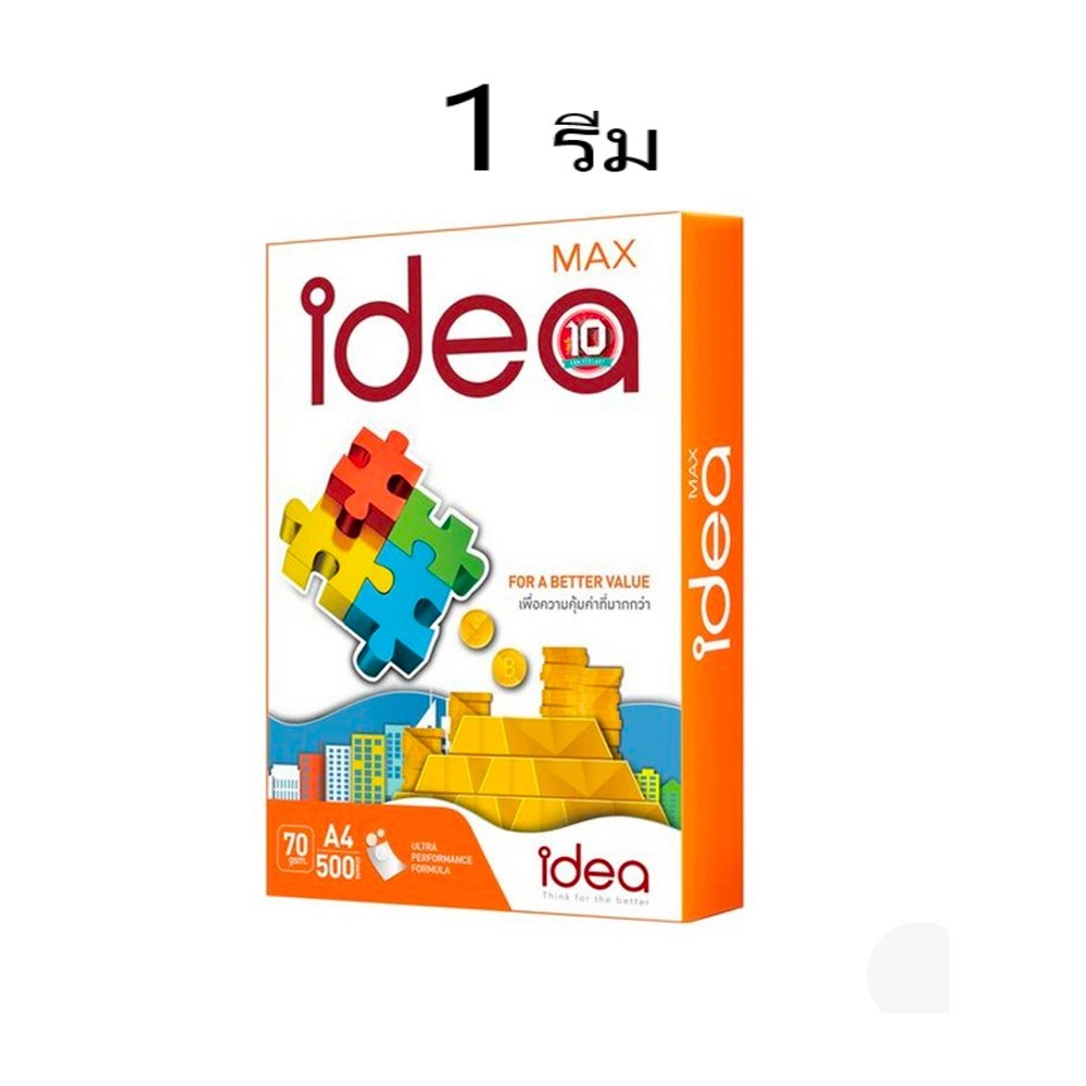 กระดาษ A4 idea Max70แกรม รีมละ 500 แผ่น (1ใบสั่งซื้อ ไม่เกิน 5 รีม)(ราคาต่อรีม)