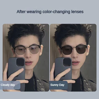 [จัดส่งในกทม]แว่นกรองแสงสีฟ้าออกแดดเปลี่ยนสี กรอบแว่นตาUnisex ผู้ชาย ผู้หญิงAutoเปลี่ยนสีบล็อกแสงจ้าป้องกันแสงสีฟ้าUV400