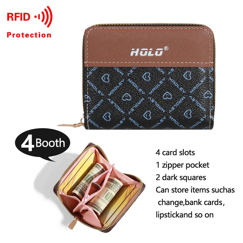 HOLO กระเป๋าตัง สุภาพสตรี กระเป๋าสตางค์ใส่เหรียญ ช่องเสียบการ์ดหลาย - รูปที่ 7