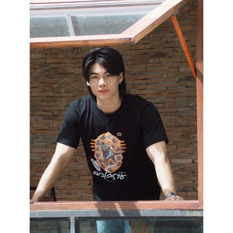 เสื้อลายแมวโคราชสีดำ Korat cat