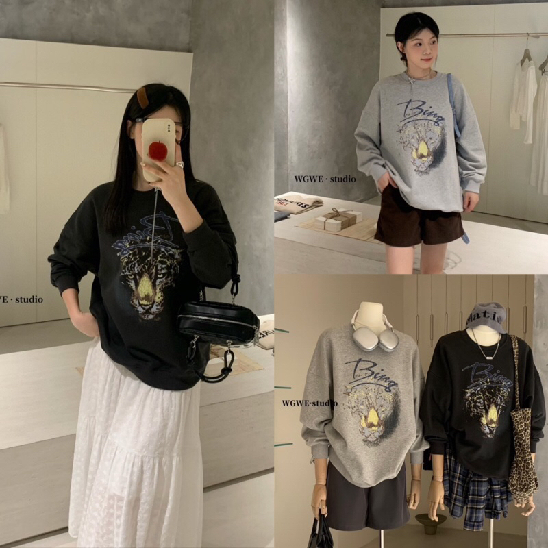 เสื้อคอกลมแขนยาวสกรีนลายหน้าหลังรุ่น 2891 TAG:WG.WE