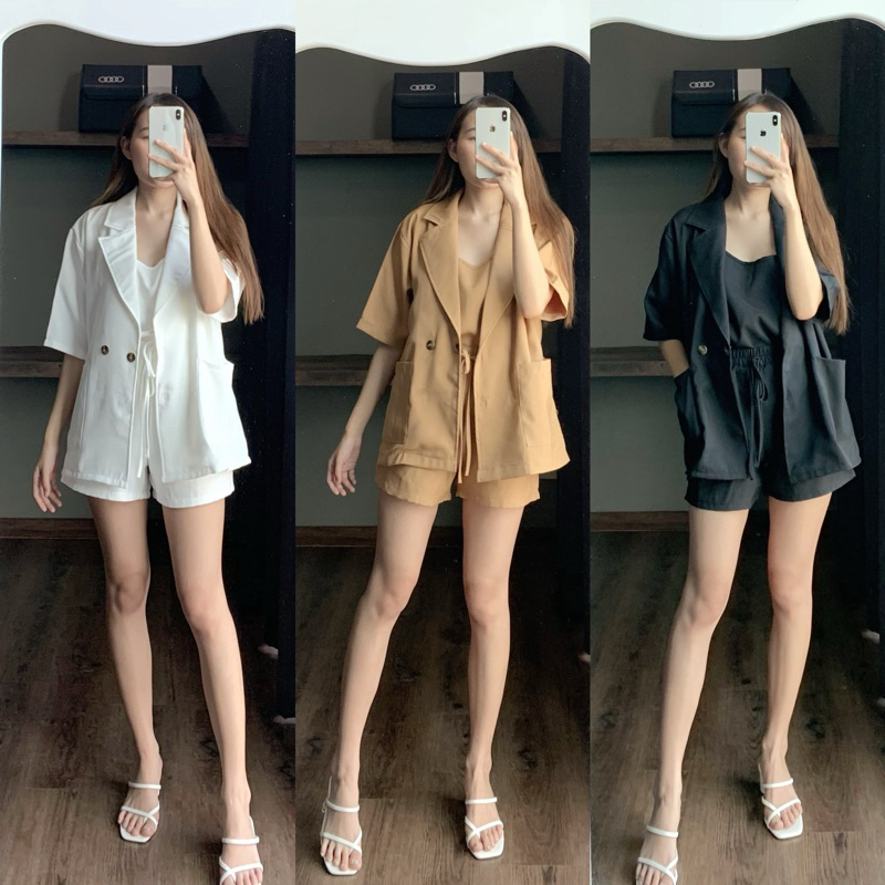 Pcs - Blazer Set ชุดเซตสูทแขนสั้น (22-24)