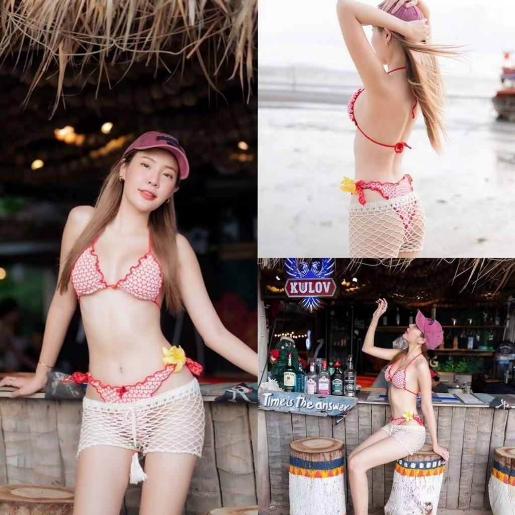 Swift Bra Fashion bikini บิกินี่ทูพีช bikini set two pieces ผูกคอ ชายหาดฤดูร้อน ผ้าดี