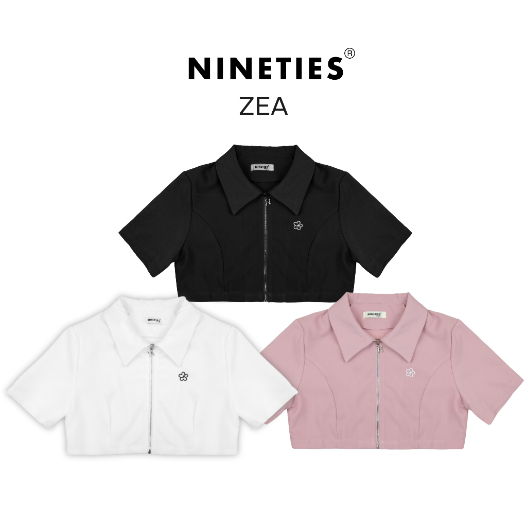 Nineties Design เสื้อเชิ้ตครอป รุ่น Zea มีซิป (ใส่โค้ด NTDDEC1 ลดสูงสุด 60)