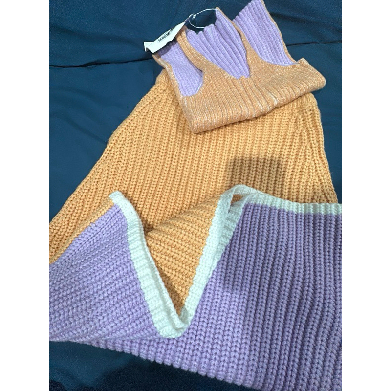 cuppa.knit สีส้มม่วง มือหนึ่งของใหม่💯 เสื้อ+กระโปรง