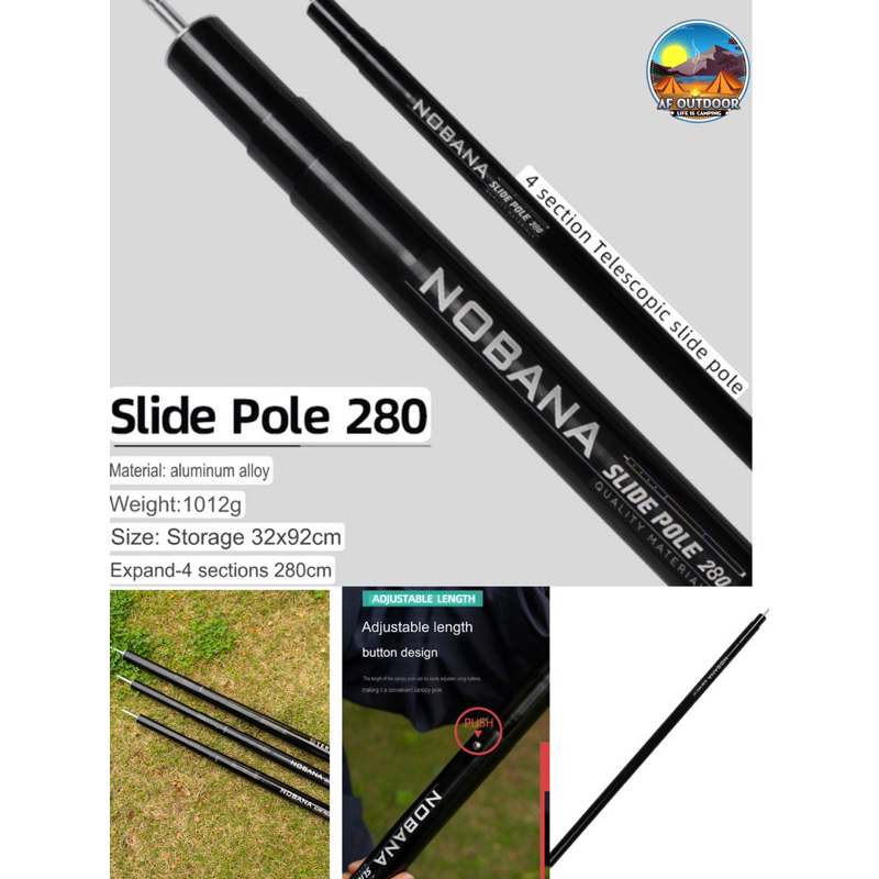 💥พร้อมส่ง💥NOBANA slide Pole เสาทาร์ป เสาฟลายชีท อลูมิเนียม ใหญ่พิเศษ ข้อต่อแน่น แข็งแรง