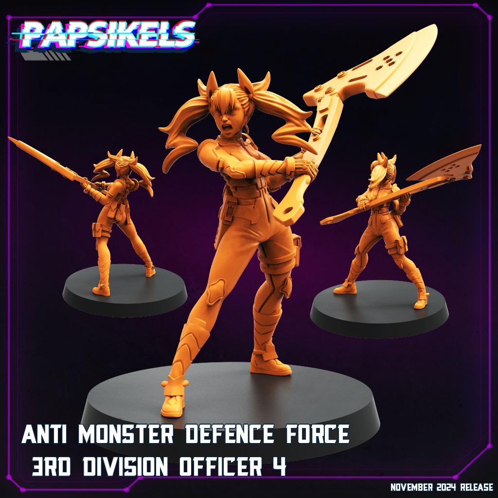 AMDF 3rd Division Officer [4] - Monster No. 8 - Humanoid Human / 32mm scale 3D printed miniature PSK