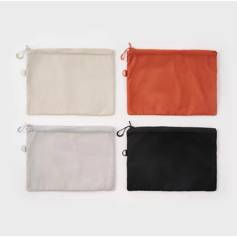 ใหม่ มูจิ กระเป๋าซิปใส่ของอเนกประสงค์ L - MUJI Polyester Two Zipper Case L (19 x 27 cm)