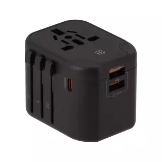หัวแปลงปลั๊กไฟ TECHPRO Multifunction Universal Travel Adapter 20W (TP-UA01) Black by Banana IT