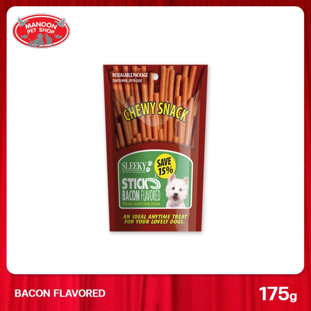 [MANOON] SLEEKY Chewy Stick Bacon Flavored รสเบคอน 175 กรัม (ชนิดแท่ง)