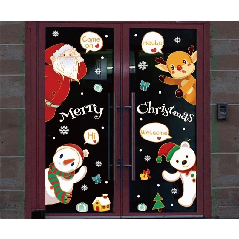 สติกเกอร์ ติดกระจก สุญญากาศ คริสมาส ปีใหม่ ซานตาครอส ติดง่าย ลอกง่าย Christmas Window Sticker EASY Stick EASY Remove