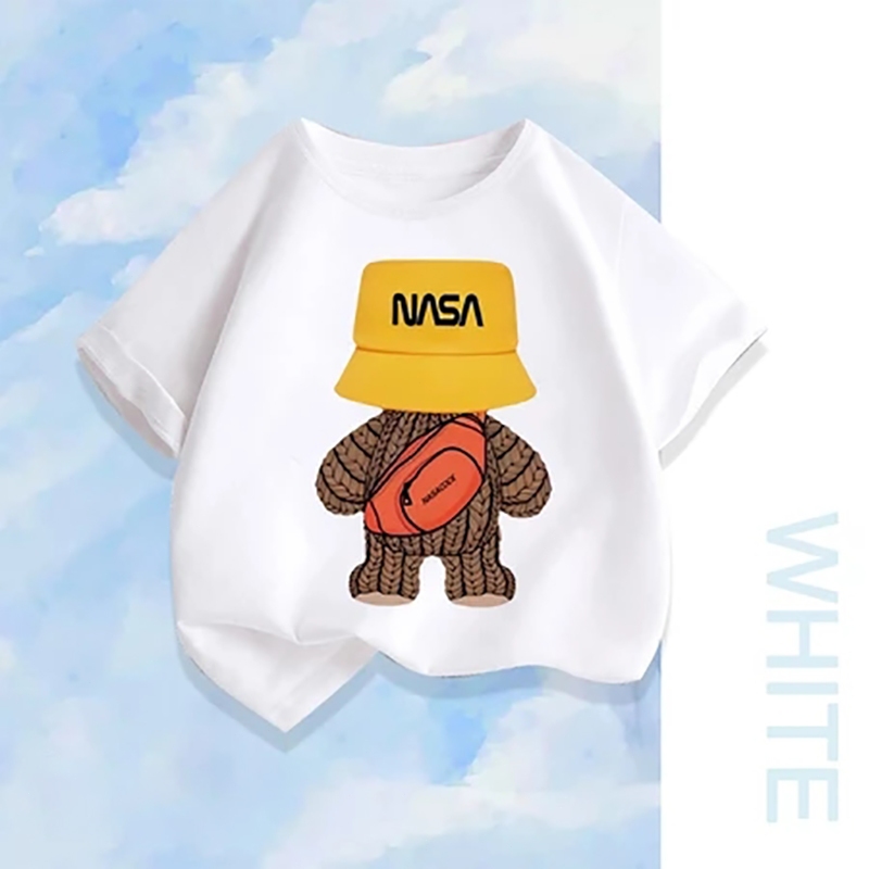 Yout-children เสื้อยืด ของเด็ก แฟชั่น bear พิมพ์ลาย ทรงหลวม oversize ใส่สบาย เสื้อคอตตอน เสื้อยืด oversize เด็กโต unisex
