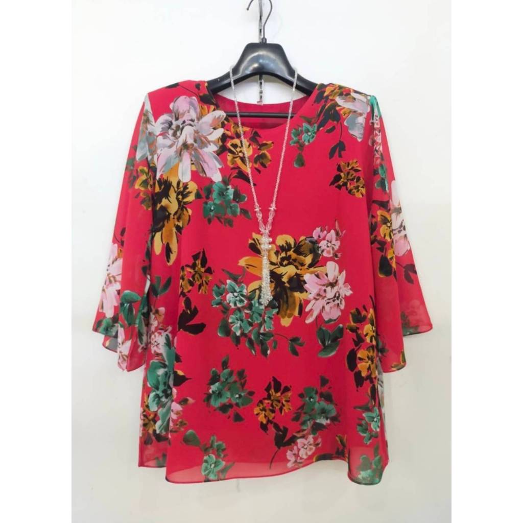 (อก 50 ) เสื้อชีฟองสตรี สวยๆใส่สบาย ลายสวย มีซับใน เสริมไหล่ (งานไทย)